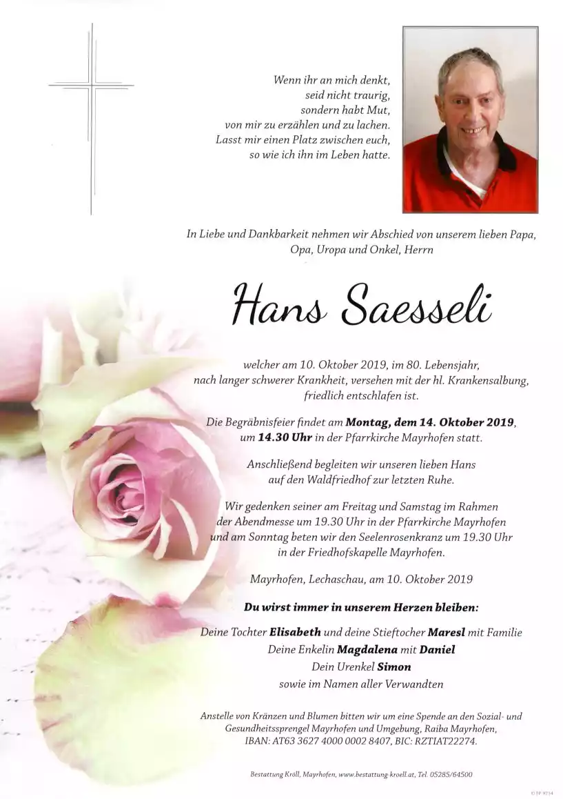 Parte von Hans Saesseli